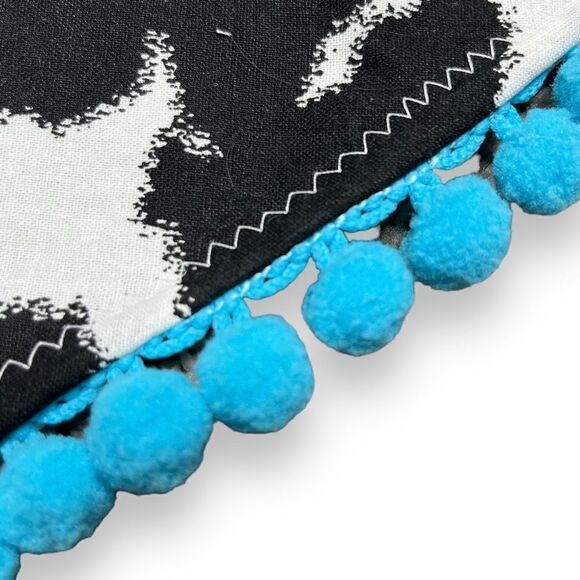 Louadore Feelin' MOO-dy Cow Print Pom Pom Dog Bandana Black & White - Picture 4 of 5